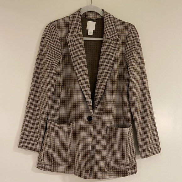 H&M Jackets & Blazers - H&M Beige and Black Houndstooth Blazer